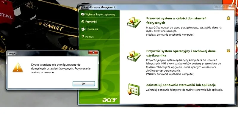 Jak przywrócić laptopa Acer do ustawień fabrycznych bez ryzyka utraty danych