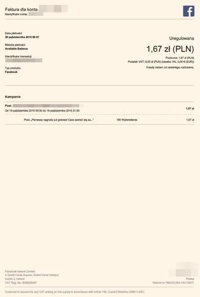 Archiwizacja faktur z Facebooka