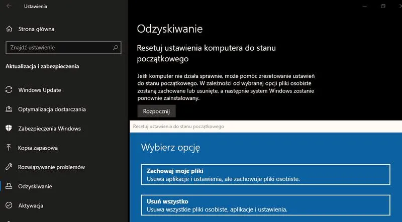 Bezpieczny hard reset