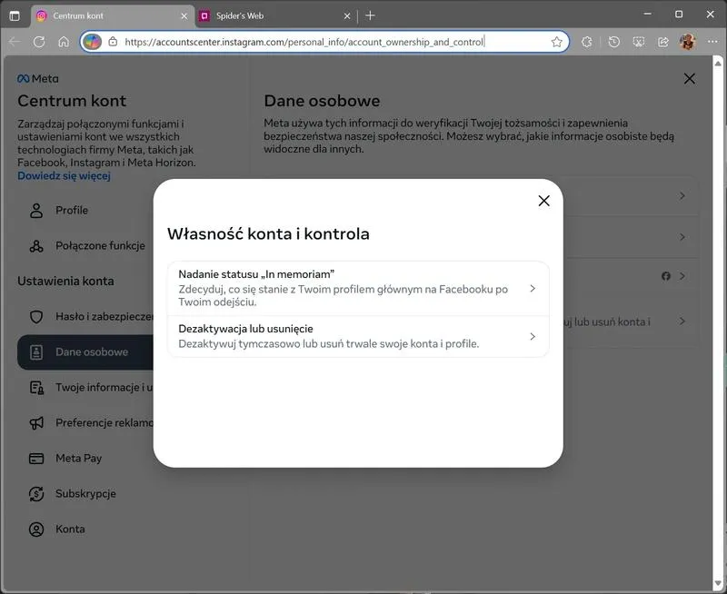 Usuwanie IG w aplikacji